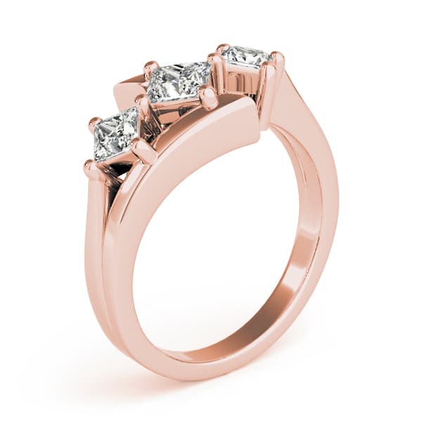 3 Stone Princess Engagement Ring, style 83817, Top view in rose gold