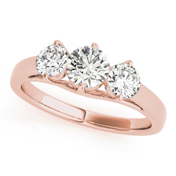 3-Stone Trellis Engagement Ring, style 83821, Front view in rose gold