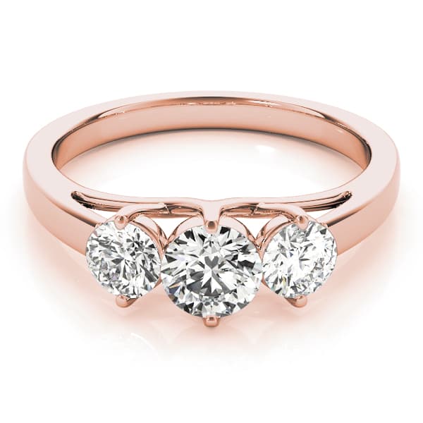 3-Stone Trellis Engagement Ring, style 83821, On hand view in rose gold