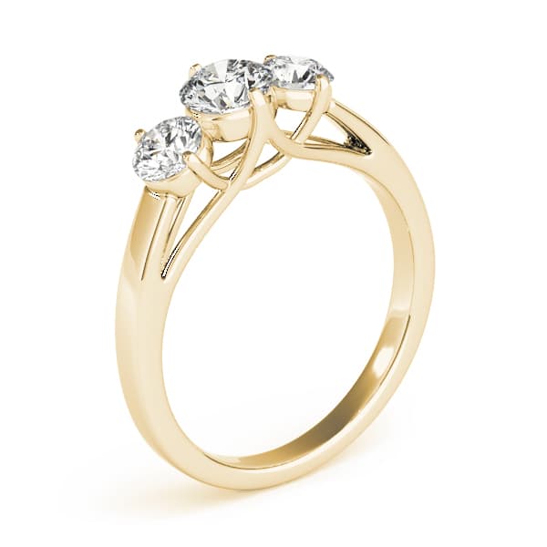3-Stone Trellis Engagement Ring, style 83821, Top view in yellow gold