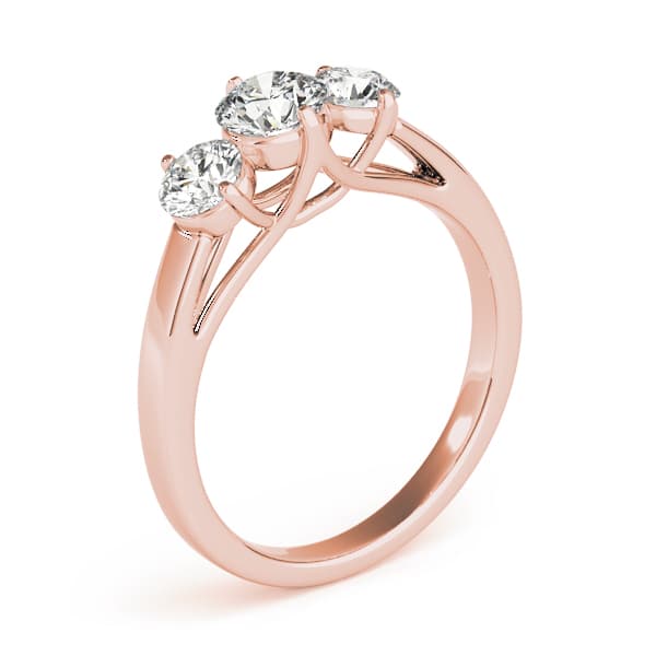 3-Stone Trellis Engagement Ring, style 83821, Top view in rose gold