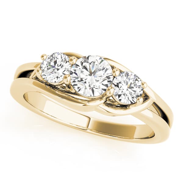 3-Stone Round Split Shank Engagement Ring, style 83822, Front view in yellow gold