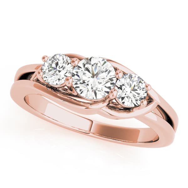 3-Stone Round Split Shank Engagement Ring, style 83822, Front view in rose gold