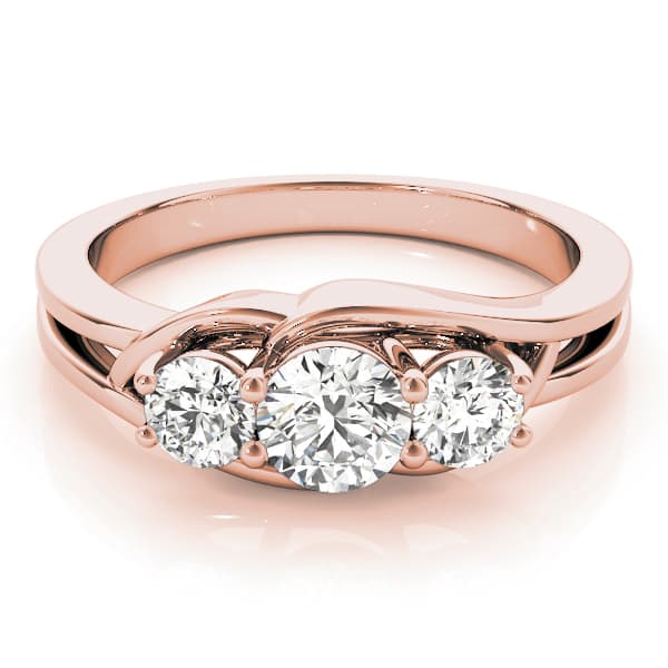 3-Stone Round Split Shank Engagement Ring, style 83822, On hand view in rose gold