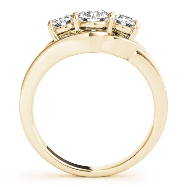 3-Stone Round Split Shank Engagement Ring, style 83822, Side view in yellow gold