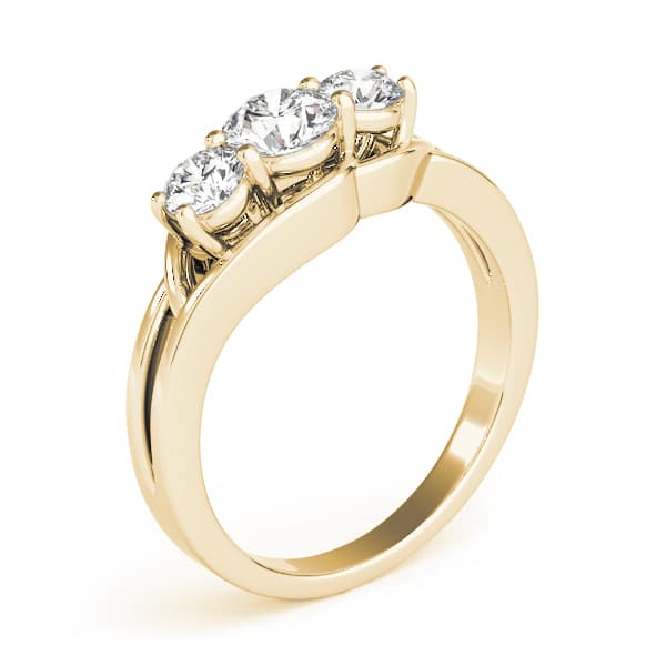 3-Stone Round Split Shank Engagement Ring, style 83822, Top view in yellow gold