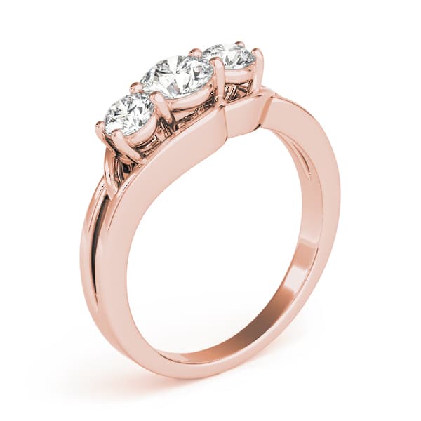 3-Stone Round Split Shank Engagement Ring, style 83822, Top view in rose gold