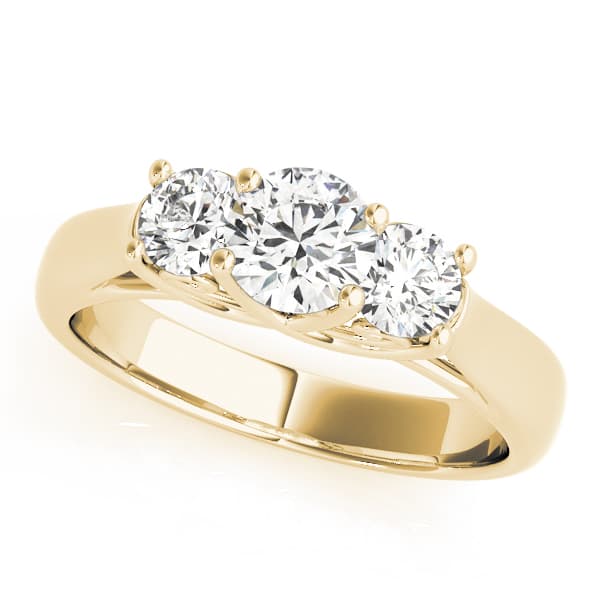 3-Stone Round Trellis Engagement Ring, style 83823, Front view in yellow gold
