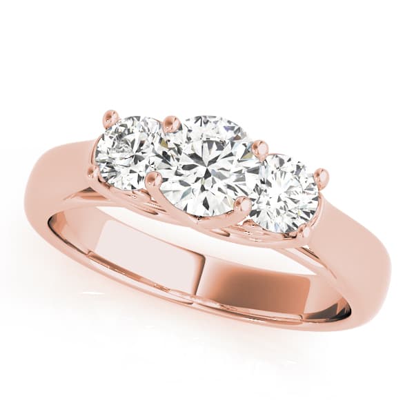3-Stone Round Trellis Engagement Ring, style 83823, Front view in rose gold