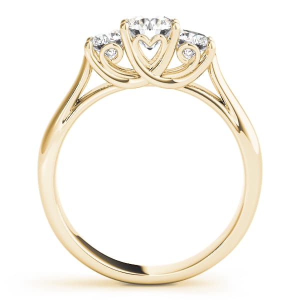 3-Stone Round Trellis Engagement Ring, style 83823, Side view in yellow gold