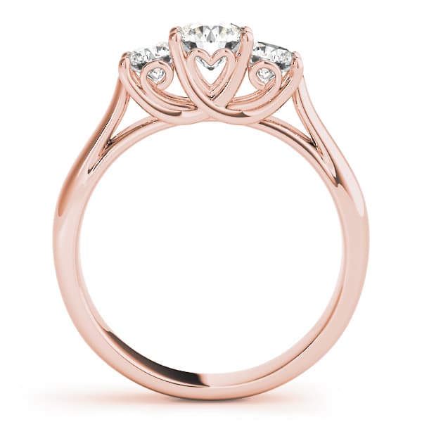 3-Stone Round Trellis Engagement Ring, style 83823, Side view in rose gold