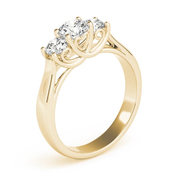 3-Stone Round Trellis Engagement Ring, style 83823, Top view in yellow gold