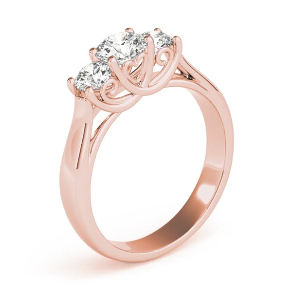 3-Stone Round Trellis Engagement Ring, style 83823, Top view in rose gold