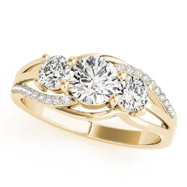 3-Stone Swirl Prong Set Engagement Ring, style 83825, Front view in yellow gold