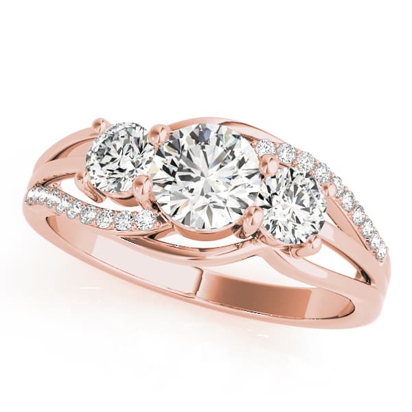 3-Stone Swirl Prong Set Engagement Ring, style 83825, Front view in rose gold