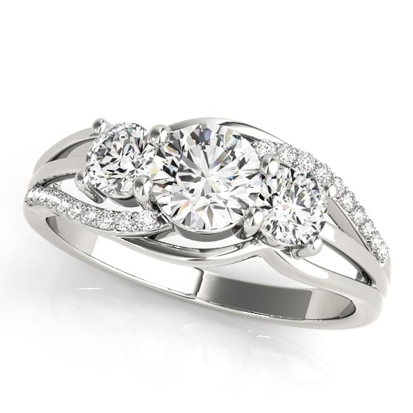 3-Stone Swirl Prong Set Engagement Ring — style 83825 in 10k White Gold