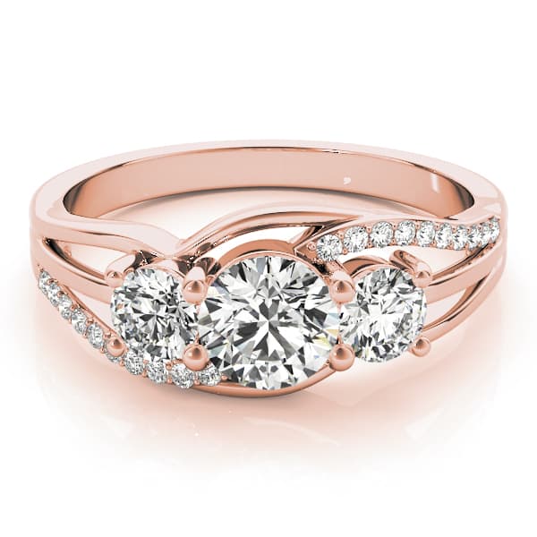 3-Stone Swirl Prong Set Engagement Ring, style 83825, On hand view in rose gold
