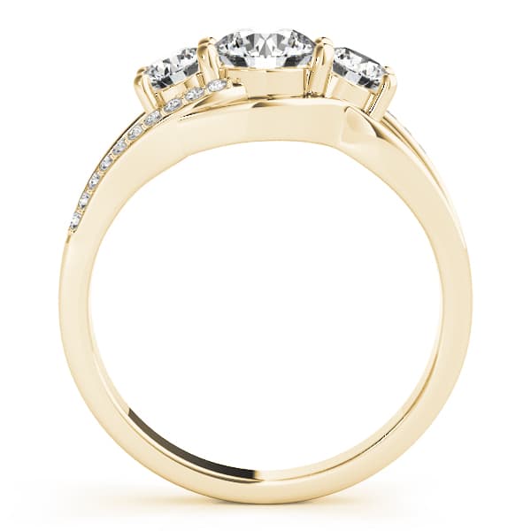 3-Stone Swirl Prong Set Engagement Ring, style 83825, Side view in yellow gold