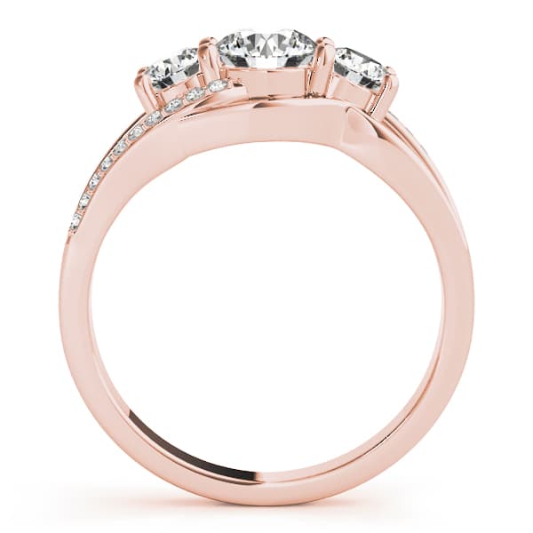 3-Stone Swirl Prong Set Engagement Ring, style 83825, Side view in rose gold
