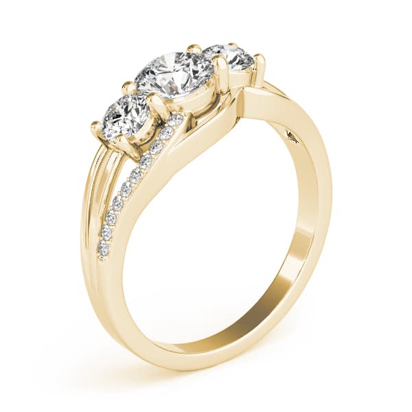 3-Stone Swirl Prong Set Engagement Ring, style 83825, Top view in yellow gold