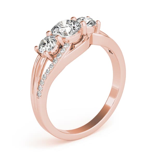 3-Stone Swirl Prong Set Engagement Ring, style 83825, Top view in rose gold