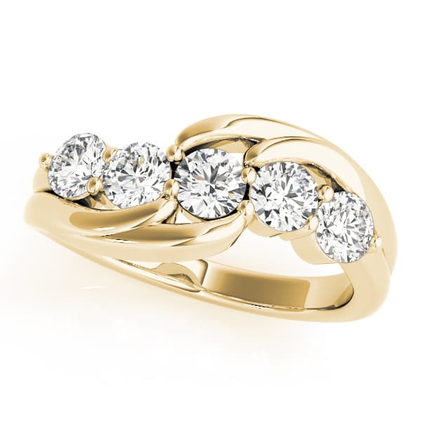 Prong Set Wedding Band (1/4 ct. tw.), Front view in yellow gold