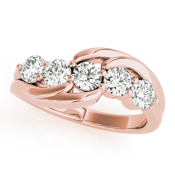 Prong Set Wedding Band (1 ct. tw.), Front view in rose gold