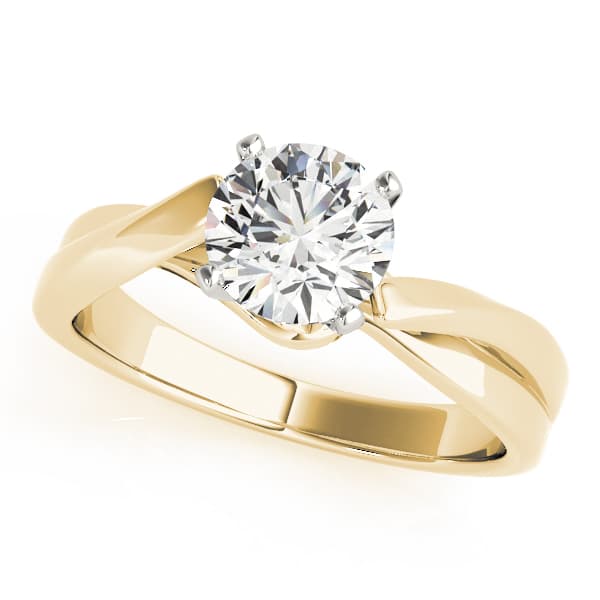 Bypass Solitaire Twisted Shank Engagement Ring, style 83848, Front view in yellow gold