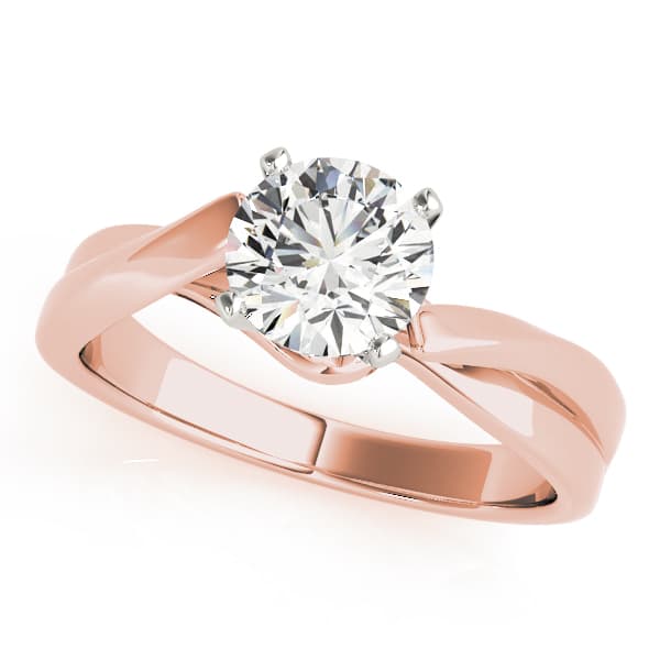 Bypass Solitaire Twisted Shank Engagement Ring, style 83848, Front view in rose gold