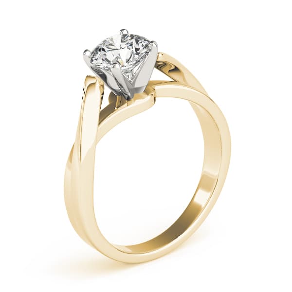 Bypass Solitaire Twisted Shank Engagement Ring, style 83848, Angle view in yellow gold