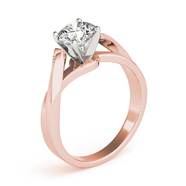 Bypass Solitaire Twisted Shank Engagement Ring, style 83848, Angle view in rose gold