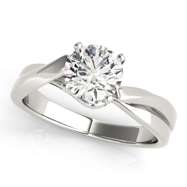 Bypass Solitaire Twisted Shank Engagement Ring — style 83848 in 10k White Gold