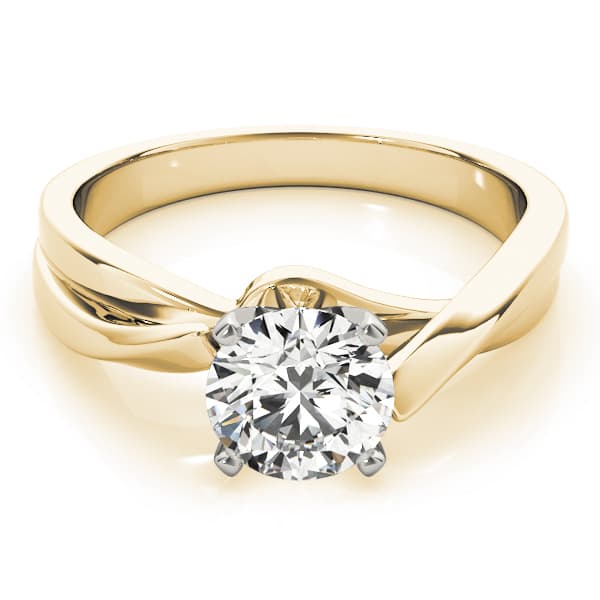 Bypass Solitaire Twisted Shank Engagement Ring, style 83848, On hand view in yellow gold