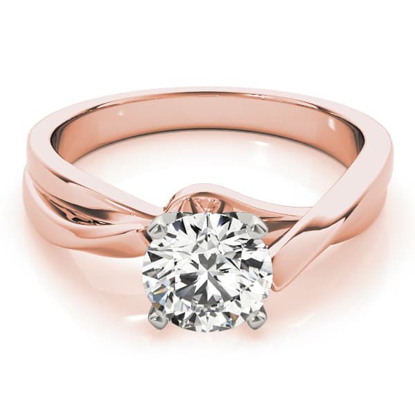 Bypass Solitaire Twisted Shank Engagement Ring, style 83848, On hand view in rose gold