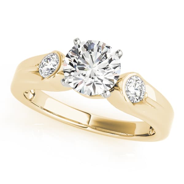 3-Stone Half Bezel Engagement Ring, style 83853, Front view in yellow gold