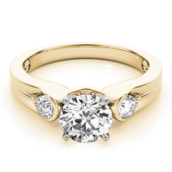 3-Stone Half Bezel Engagement Ring, style 83853, On hand view in yellow gold