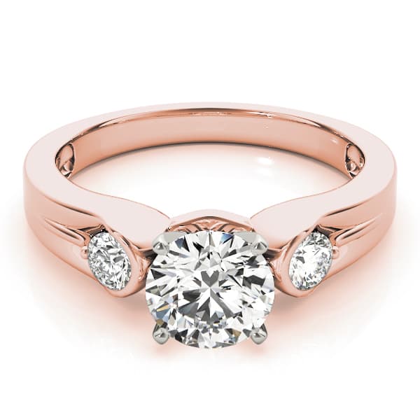 3-Stone Half Bezel Engagement Ring, style 83853, On hand view in rose gold