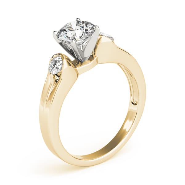 3-Stone Half Bezel Engagement Ring, style 83853, Top view in yellow gold