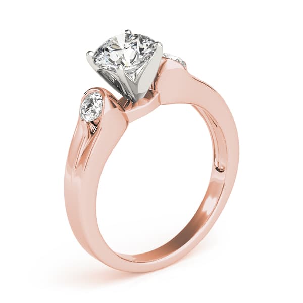 3-Stone Half Bezel Engagement Ring, style 83853, Top view in rose gold