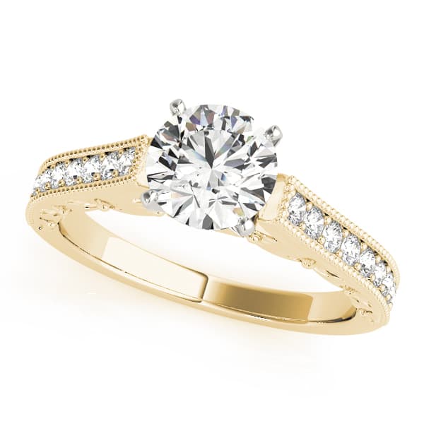Antique Engagement Ring, style 83854, Front view in yellow gold