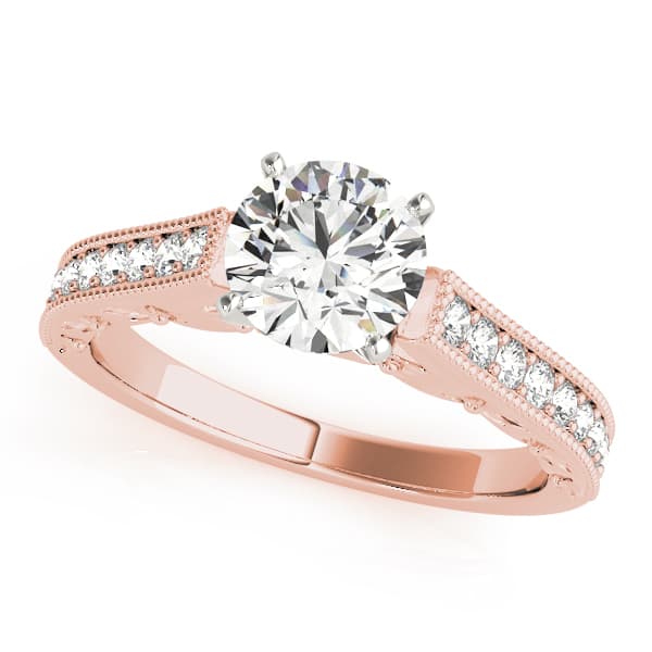 Antique Engagement Ring, style 83854, Front view in rose gold