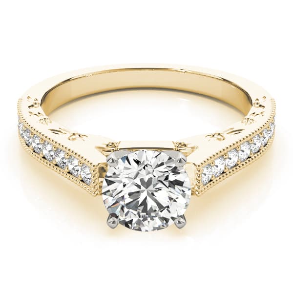Antique Engagement Ring, style 83854, On hand view in yellow gold
