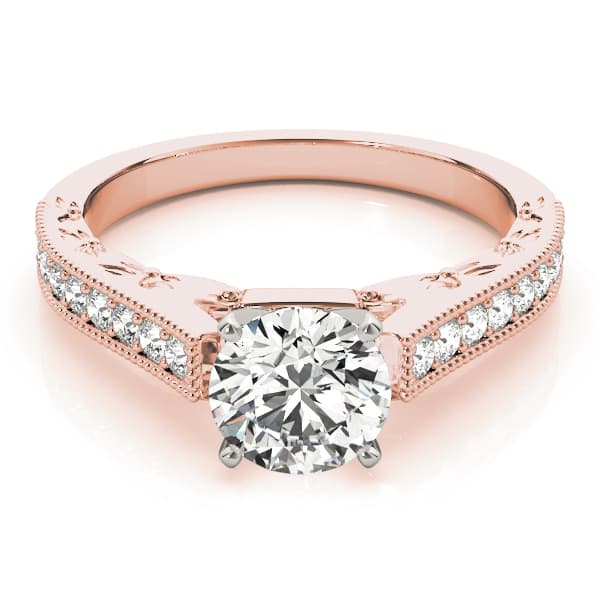 Antique Engagement Ring, style 83854, On hand view in rose gold