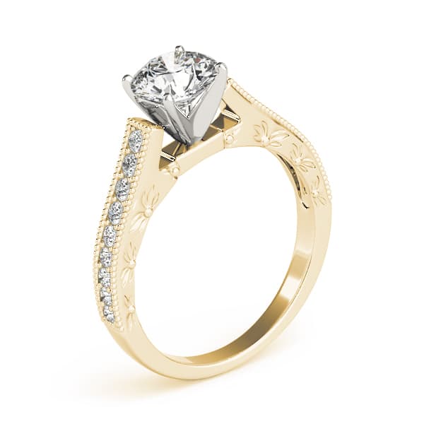 Antique Engagement Ring, style 83854, Top view in yellow gold