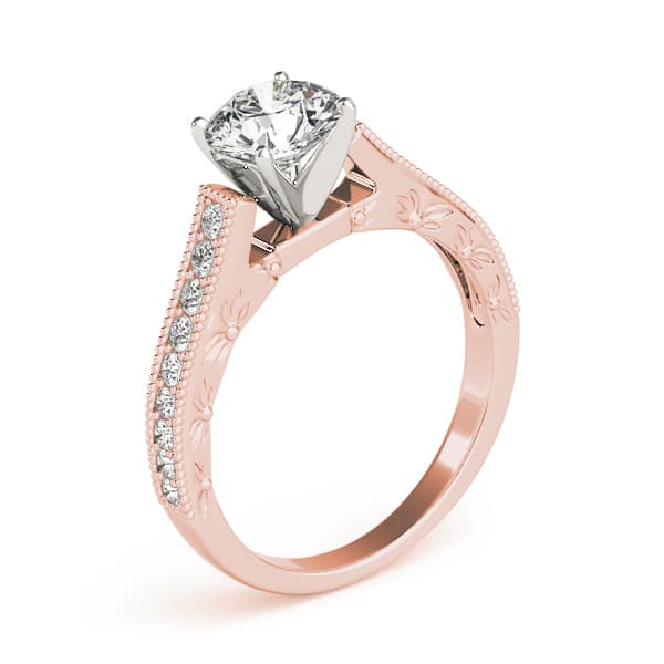 Antique Engagement Ring, style 83854, Top view in rose gold