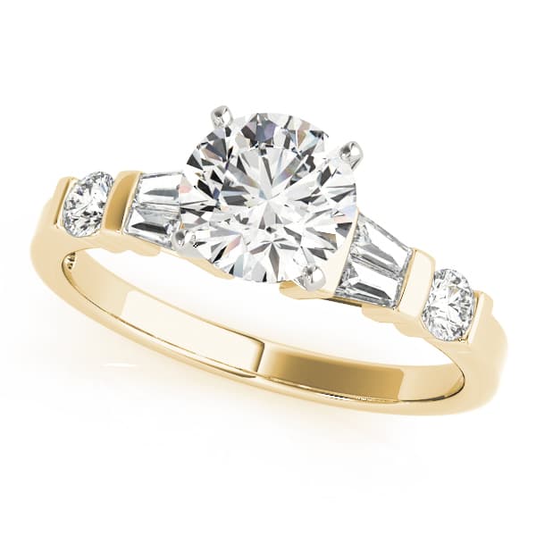 Fancy Shape Baguette Engagement Ring, style 83856, Front view in yellow gold