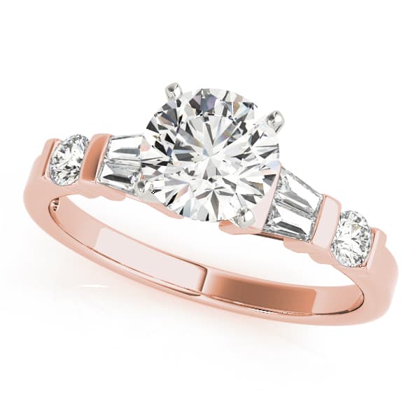 Fancy Shape Baguette Engagement Ring, style 83856, Front view in rose gold