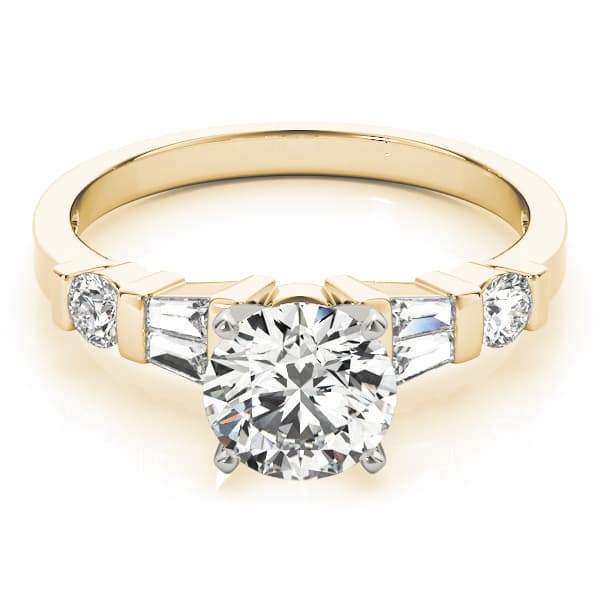 Fancy Shape Baguette Engagement Ring, style 83856, On hand view in yellow gold