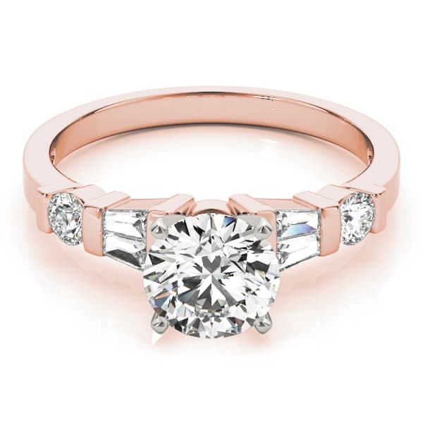 Fancy Shape Baguette Engagement Ring, style 83856, On hand view in rose gold