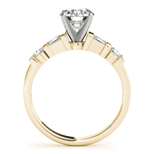 Fancy Shape Baguette Engagement Ring, style 83856, Side view in yellow gold